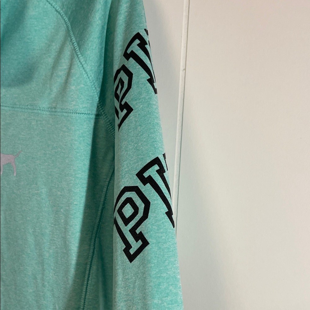 PINK Victoria's Secret Aqua Half-Zip Sweatshirt new size large - Picture 4 of 7